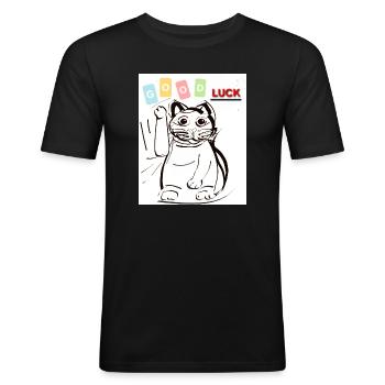 Winkekatze good luck  - Männer Slim Fit T-Shirt - Schwarz - Vorne - Nik (191cm)