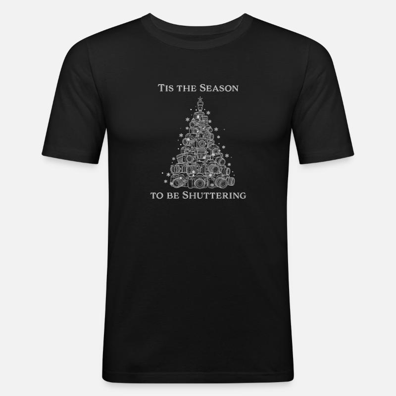 Weihnachtskamerabaum - Fotografie Geschenk - Männer Slim Fit T-Shirt - Schwarz