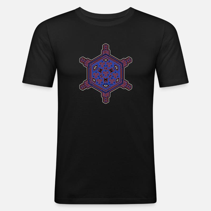 Expérience d’évolution fractale Motif hexagone étoile - T-shirt près du corps Homme - noir
