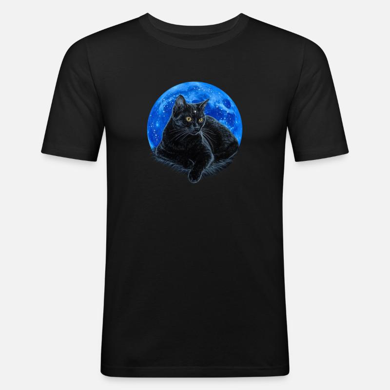 Sternkatze. - Männer Slim Fit T-Shirt - Schwarz