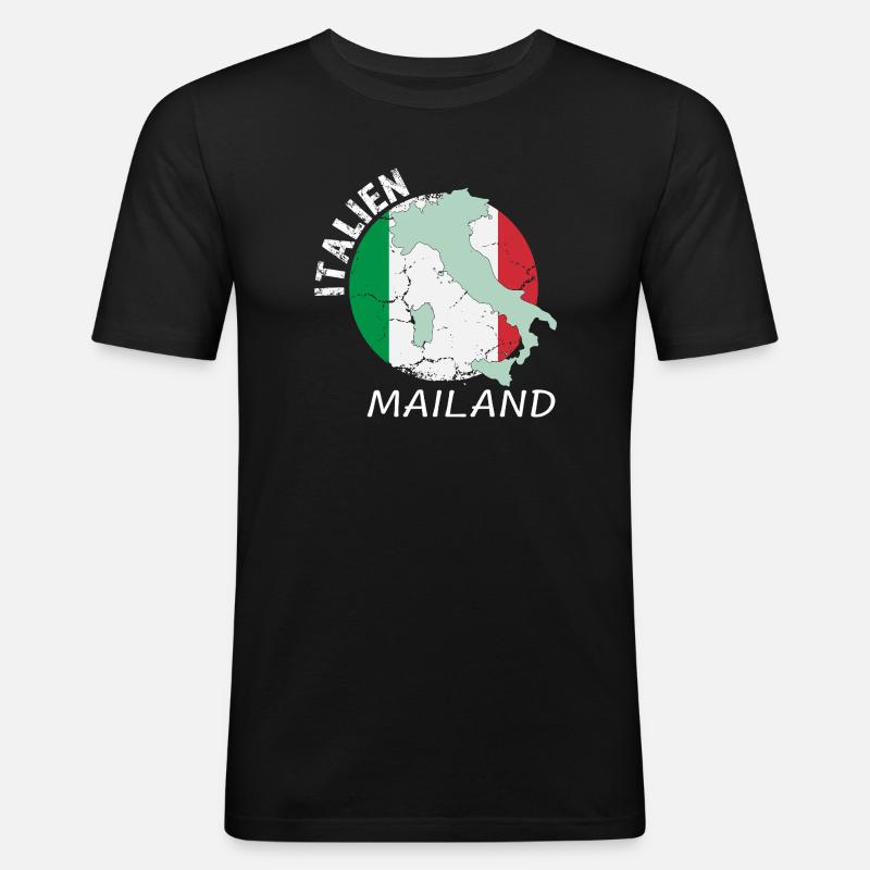 Mailand - Männer Slim Fit T-Shirt - Schwarz
