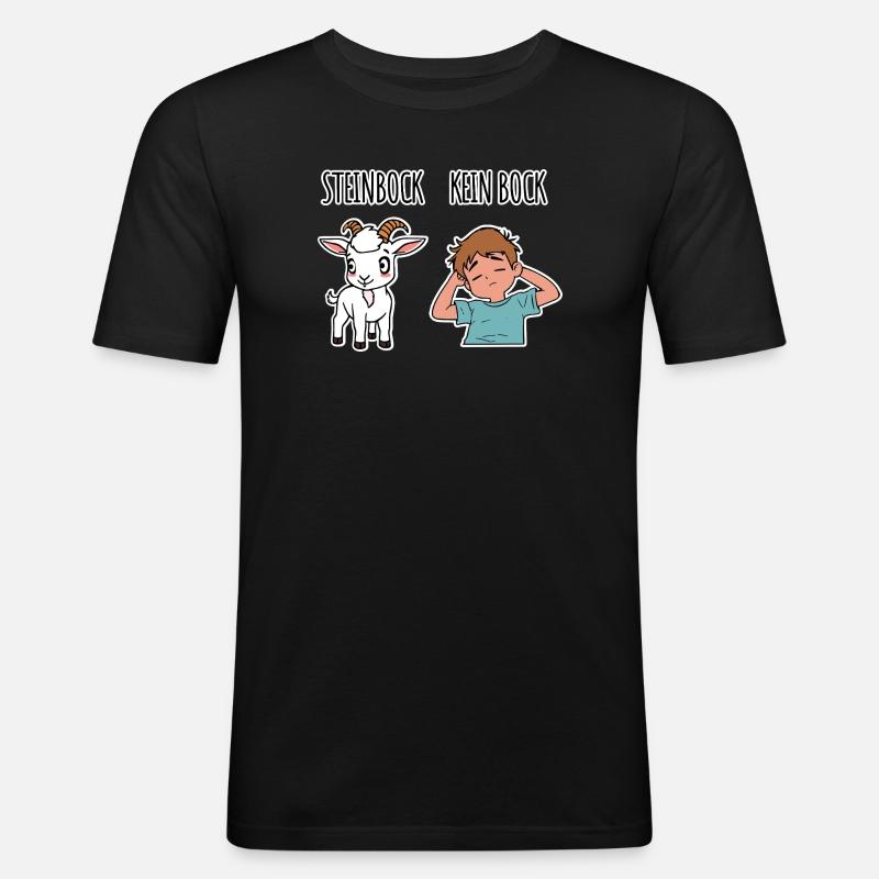 Steinbock - Kein Bock - verschiedene Dinge - Männer Slim Fit T-Shirt - Schwarz