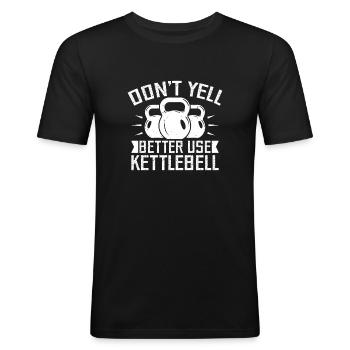 Les accros de la salle de sport ne crient pas utilisent la gymnastique suédoise kettlebell - T-shirt près du corps Homme - noir - Devant - Nik (191cm)