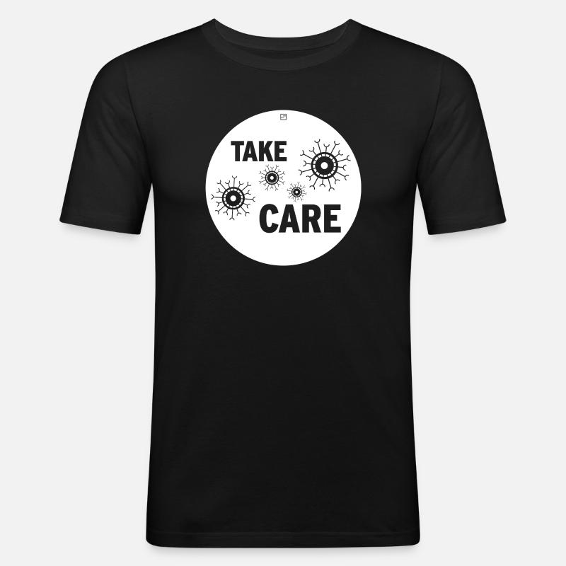 TAKE CARE - Männer Slim Fit T-Shirt - Schwarz