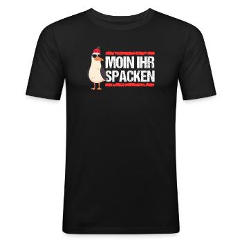 Hamburg Moin Spacken Nordsee Hamburger Möwe Lustig - Männer Slim Fit T-Shirt - Schwarz - Vorne - Nik (191cm)