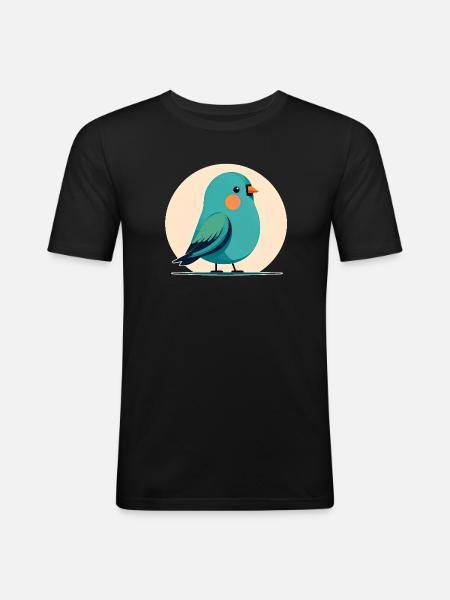 Small green-blue bird - Men's Slim Fit T-Shirt - black