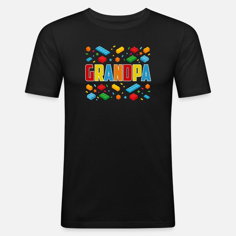 Grand-père brique constructeur de blocs créatifs - T-shirt près du corps Homme - noir