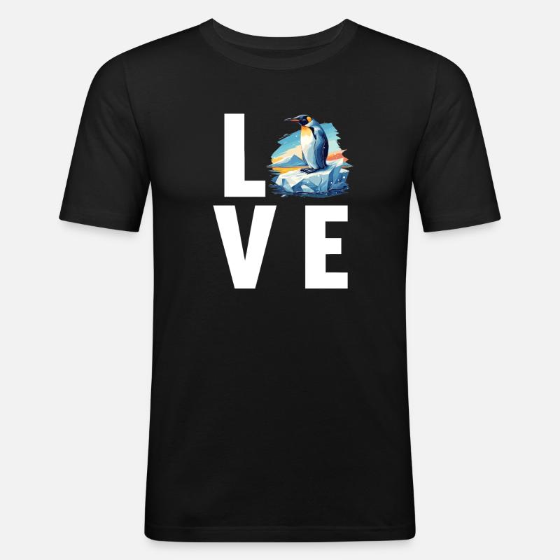 Pinguine Pinguin - Männer Slim Fit T-Shirt - Schwarz