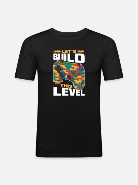 Building Blocks Gamer Gaming Brick Builder - Männer Slim Fit T-Shirt - Schwarz