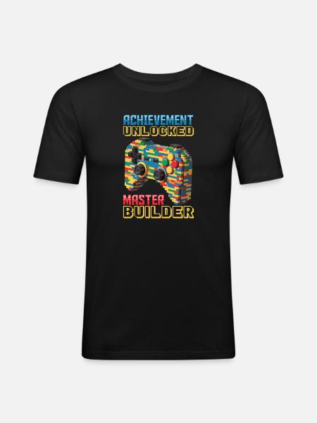 Building Blocks Gamer Gaming Brick Builder - Men's Slim Fit T-Shirt - black