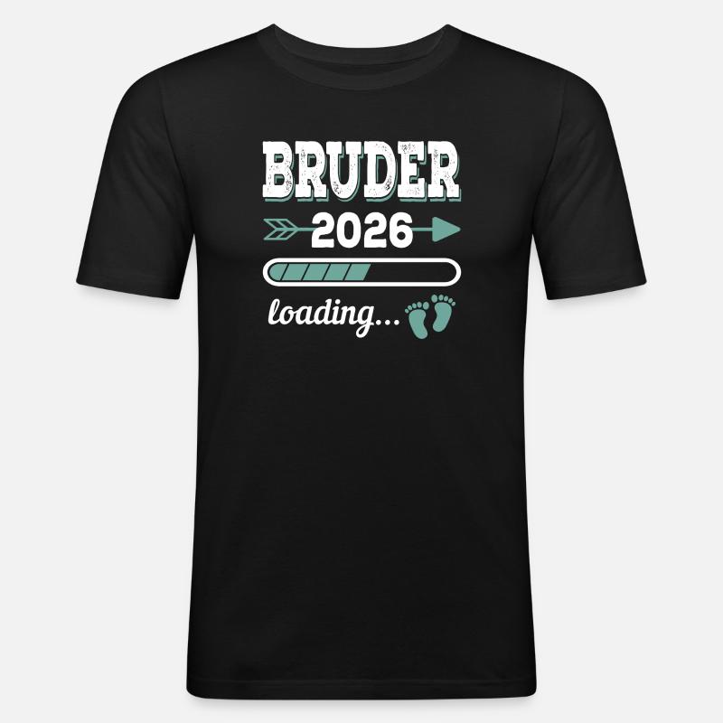 Bruder 2026 Loading Werdende Geschwister Geschenk - Männer Slim Fit T-Shirt - Schwarz