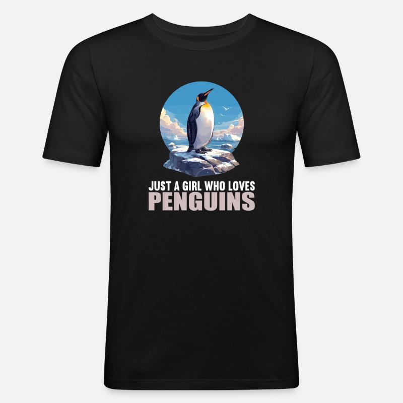 Pinguine Pinguin - Männer Slim Fit T-Shirt - Schwarz
