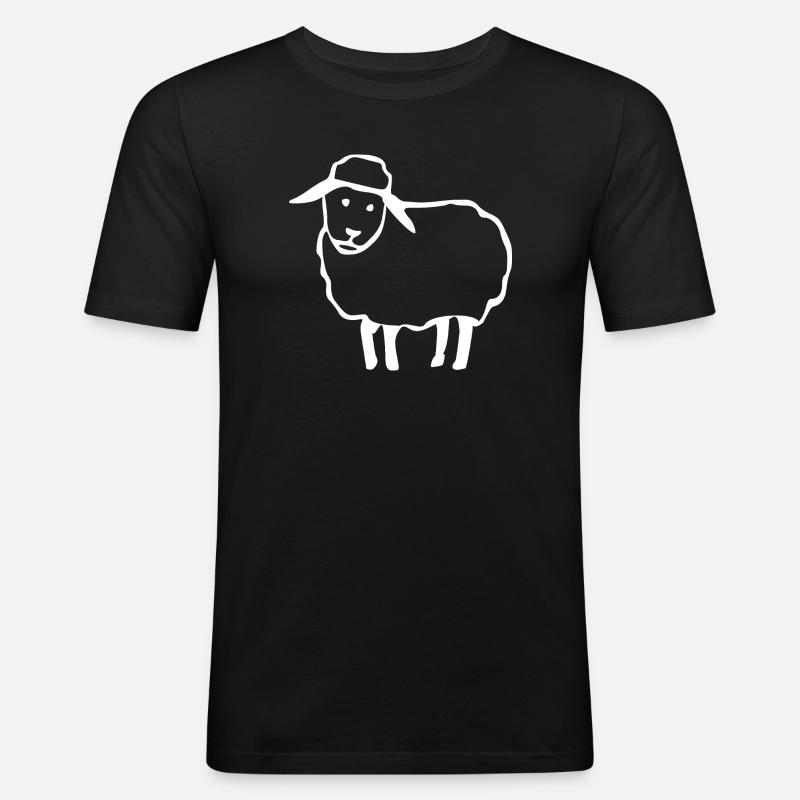 Schaf - Männer Slim Fit T-Shirt - Schwarz