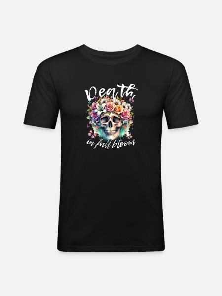Flowers Skull Beauty Bloom - Men's Slim Fit T-Shirt - black