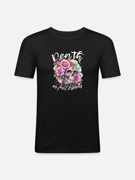 Flowers Skull Beauty Bloom - Men's Slim Fit T-Shirt - black