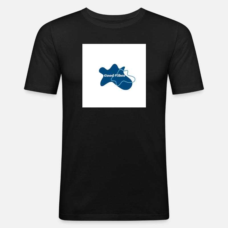 Gute Vibes Blau Logo - Männer Slim Fit T-Shirt - Schwarz