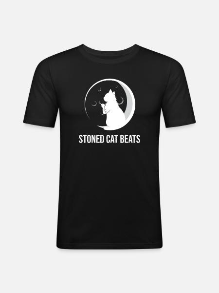 stonedCatBeats_YT_White_Transparent_800x800 - Men's Slim Fit T-Shirt - black