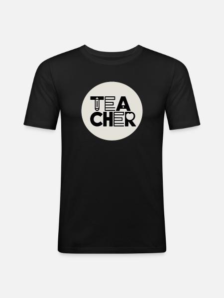 Lehrerdesign mit Bleistift-Typografie - Männer Slim Fit T-Shirt - Schwarz
