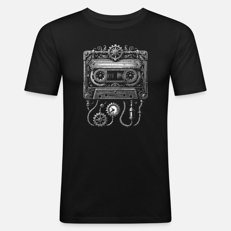 Steampunk Cassette Clockwork - T-shirt près du corps Homme - noir