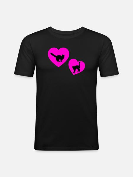félin - T-shirt près du corps Homme - noir