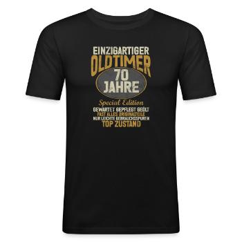 70 Jahre Einzigartiges Klassisches 70.Geburtstag - Männer Slim Fit T-Shirt - Schwarz - Vorne - Nik (191cm)