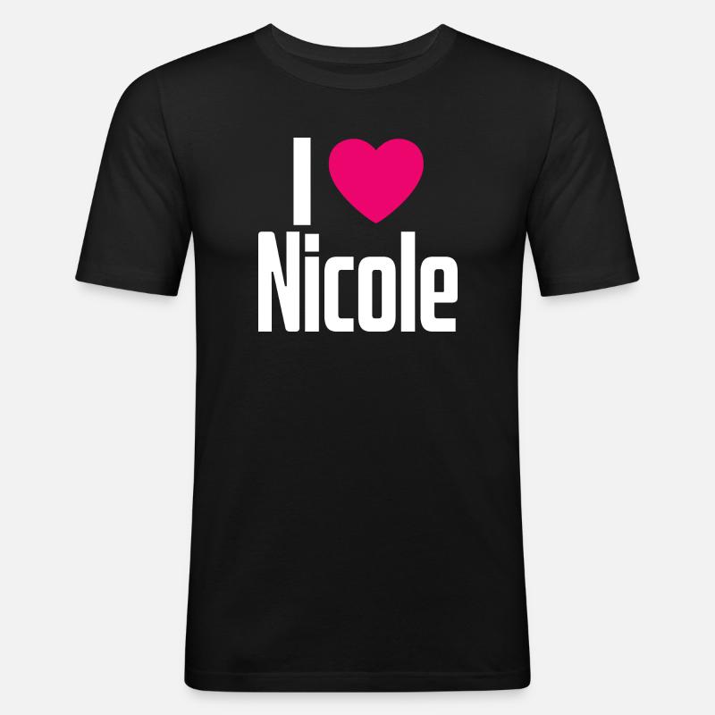 Amo Nicole Cuore Rosa Amo Nicole - Maglietta aderente da uomo - nero