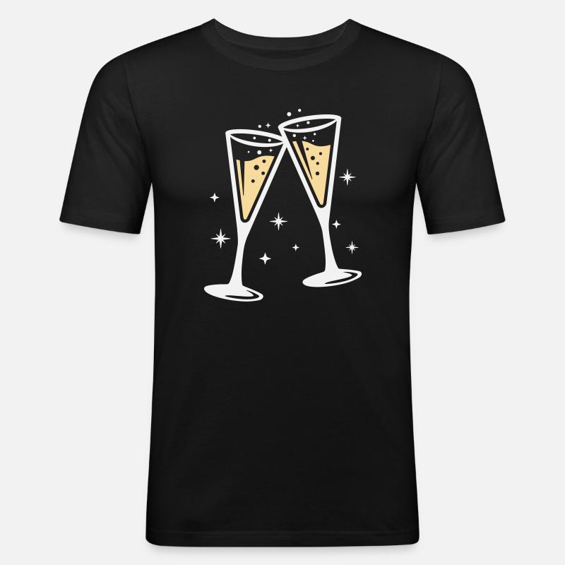 Sektglas Prosecco Sekt Alkohol Prost - T-shirt près du corps Homme - noir