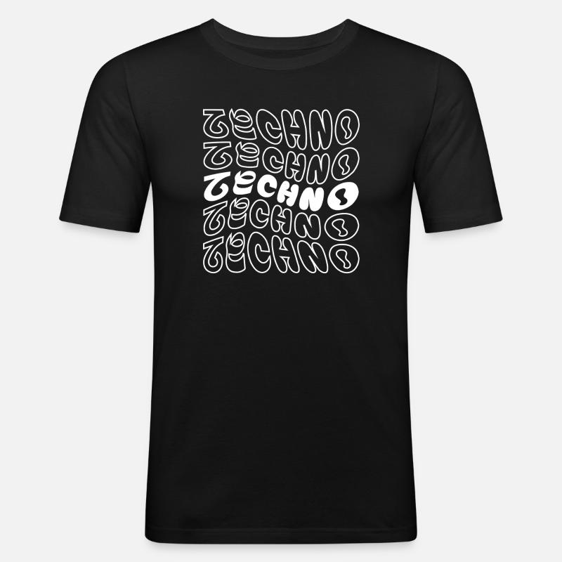 techno wavy geometric logo design - Men's Slim Fit T-Shirt - black