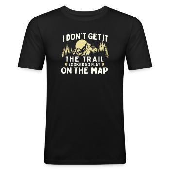 Le sentier avait l’air plat sur la carte Blague de randonnée amusante - T-shirt près du corps Homme - noir - Devant - Nik (191cm)