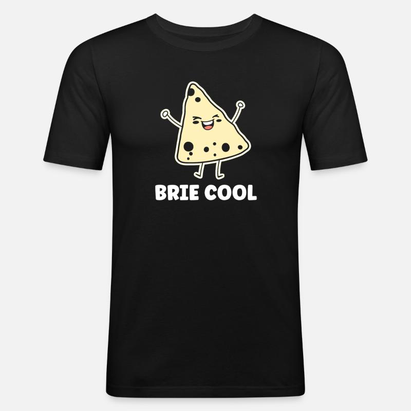 Humor Brie-Käse - Männer Slim Fit T-Shirt - Schwarz