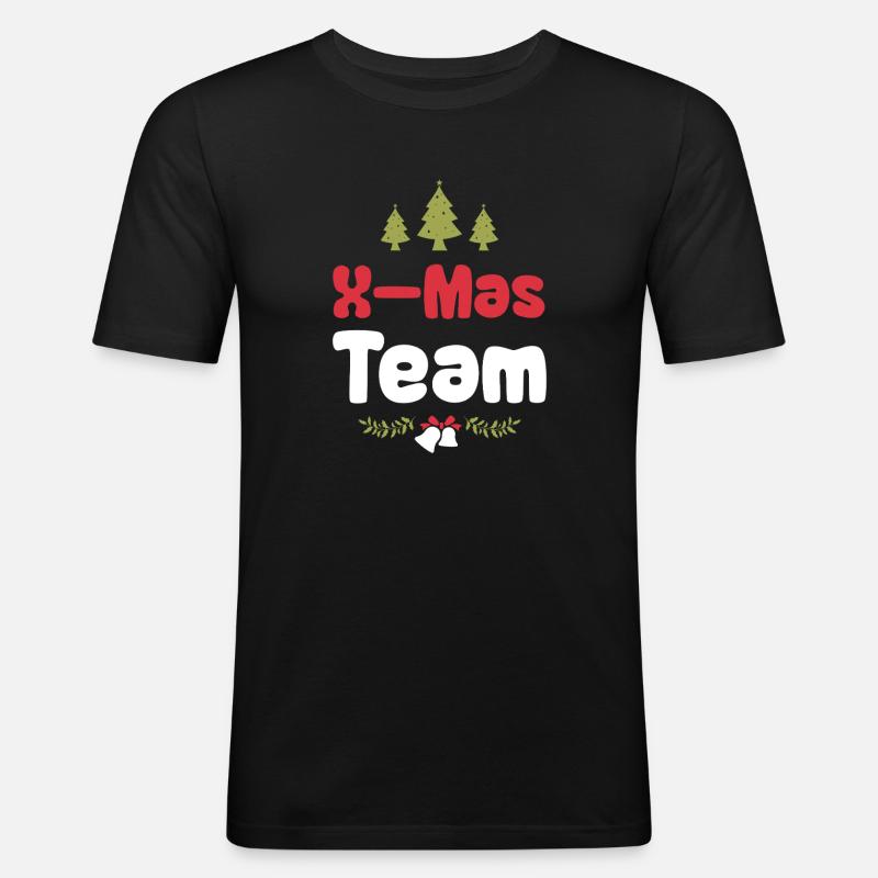 X-Mas Team - Männer Slim Fit T-Shirt - Schwarz