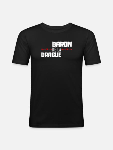 Baron de la Drague - Männer Slim Fit T-Shirt - Schwarz