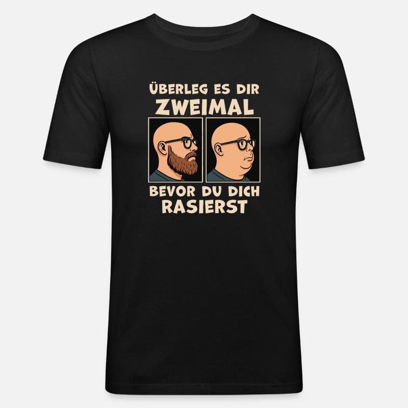 Vorher Nachher Rasurwitz Bartträger - Männer Slim Fit T-Shirt - Schwarz