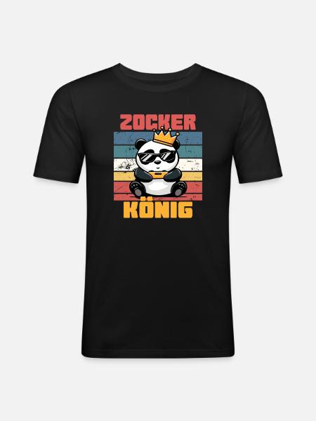 Zocker König Krone gaming - Männer Slim Fit T-Shirt - Schwarz