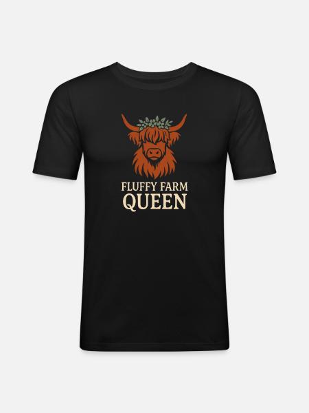 Highland Cow Rustic Animal Cute - Men's Slim Fit T-Shirt - black