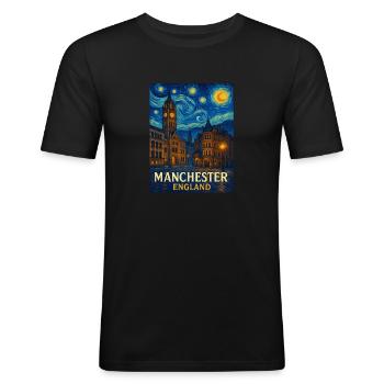 Manchester England - Men's Slim Fit T-Shirt - black - Front - Nik (191cm)