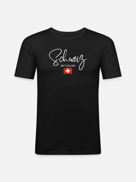 Fabriqué en Suisse, fierté suisse - T-shirt près du corps Homme - noir