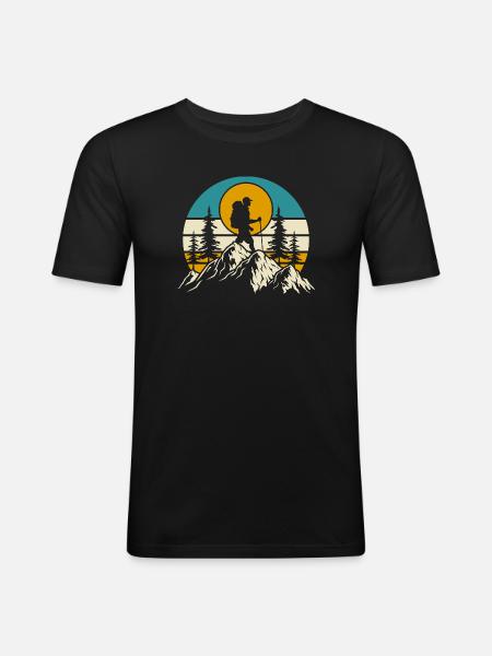 Hiking Hiker Mountaineer Gift - Men's Slim Fit T-Shirt - black