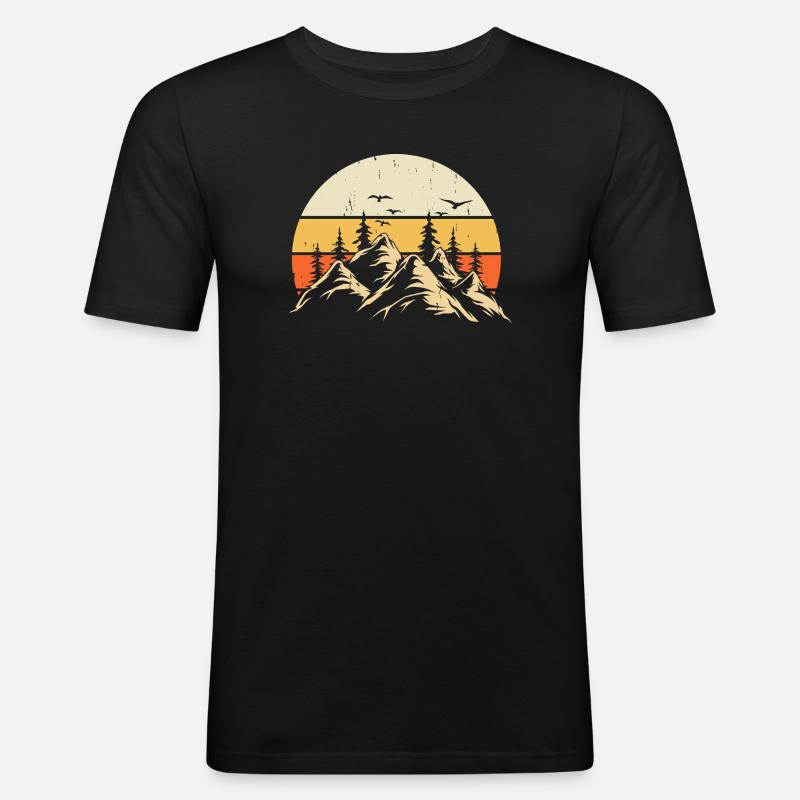 Wandern Wanderer Bergsteiger Geschenk - Männer Slim Fit T-Shirt - Schwarz