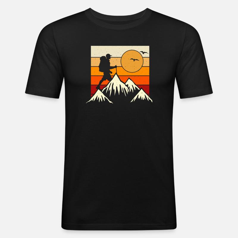 Wandern Wanderer Bergsteiger Geschenk - Männer Slim Fit T-Shirt - Schwarz
