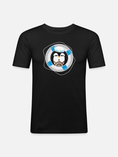 Penguin Captain – Maritime Seafarer Motif - Men's Slim Fit T-Shirt - black