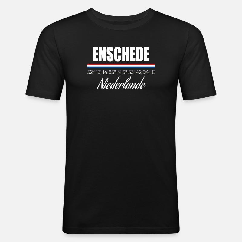 Enschede - Männer Slim Fit T-Shirt - Schwarz