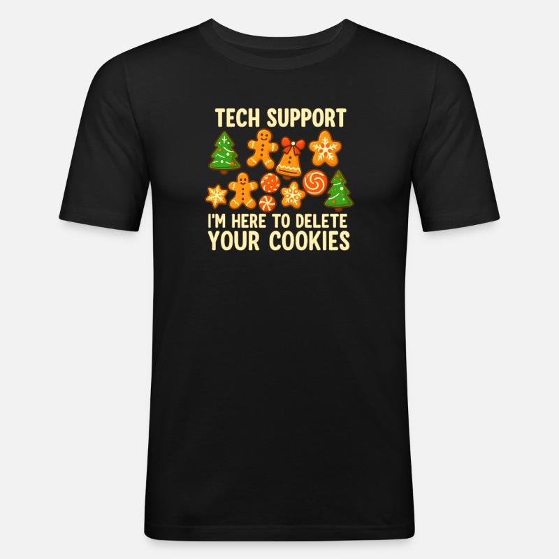 Support technique Cookie Noël Mème - T-shirt près du corps Homme - noir