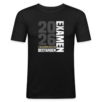 Zahnmedizin Examen 2026 - Männer Slim Fit T-Shirt - Schwarz - Vorne - Nik (191cm)