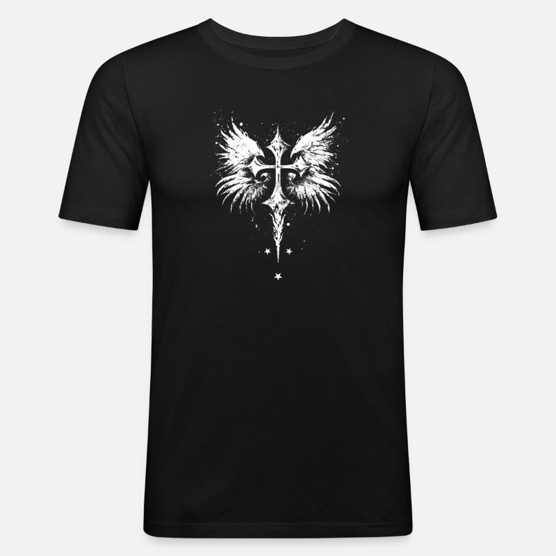 Croix Goth Gothique Emo - T-shirt près du corps Homme - noir
