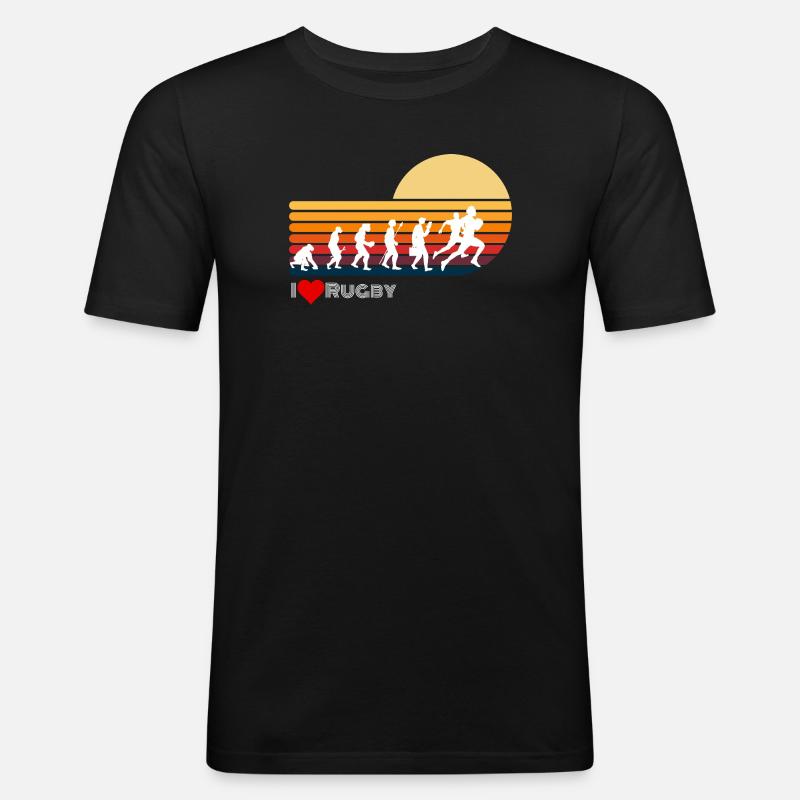 Rugby Retro Evolution Sunset - Men's Slim Fit T-Shirt - black