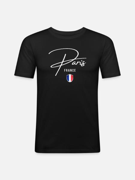Paris France, elegant design Paris - Men's Slim Fit T-Shirt - black