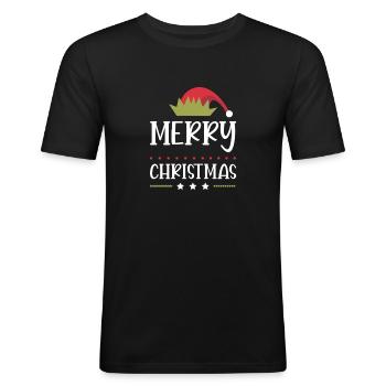 Merry Christmas - Men's Slim Fit T-Shirt - black - Front - Nik (191cm)