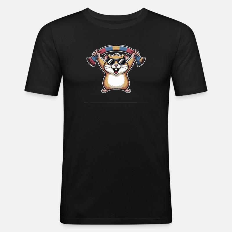Hamster mit Sonnenbrille Schal - Männer Slim Fit T-Shirt - Schwarz