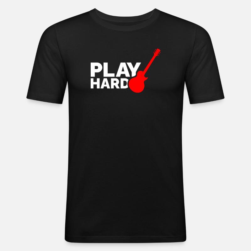 Play Hard - Männer Slim Fit T-Shirt - Schwarz